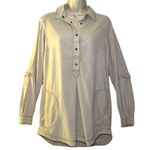 GoSilk Silk Tunic Blouse Tan Size Small